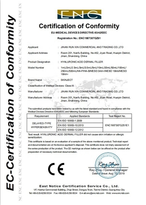 1 ml 2 ml 5 ml 10 ml 20 ml de relleno de ácido hialurónico de Corea con certificación CE