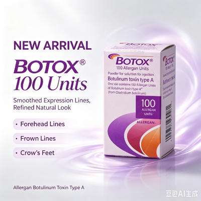 Botox 100 unidades inyección antiarrugas tratamiento facial estética alérgico toxina botulínica tipo A