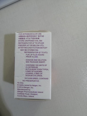 Arruga Botulinum del retiro de la toxina de Allergan de la inyección de la cara