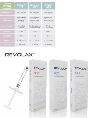 La cruz ácida hialurónica sub-q profunda de la multa de Revolax ligó el llenador cutáneo 1.1ml